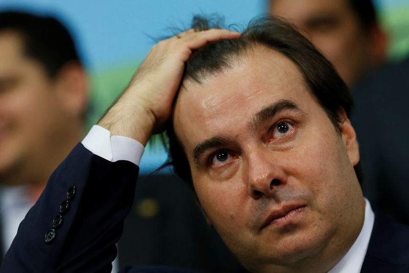 © Reuters. Presidente da Câmara dos Deputados, Rodrigo Maia, durante lançamento de sua pré-candidatura à Presidência