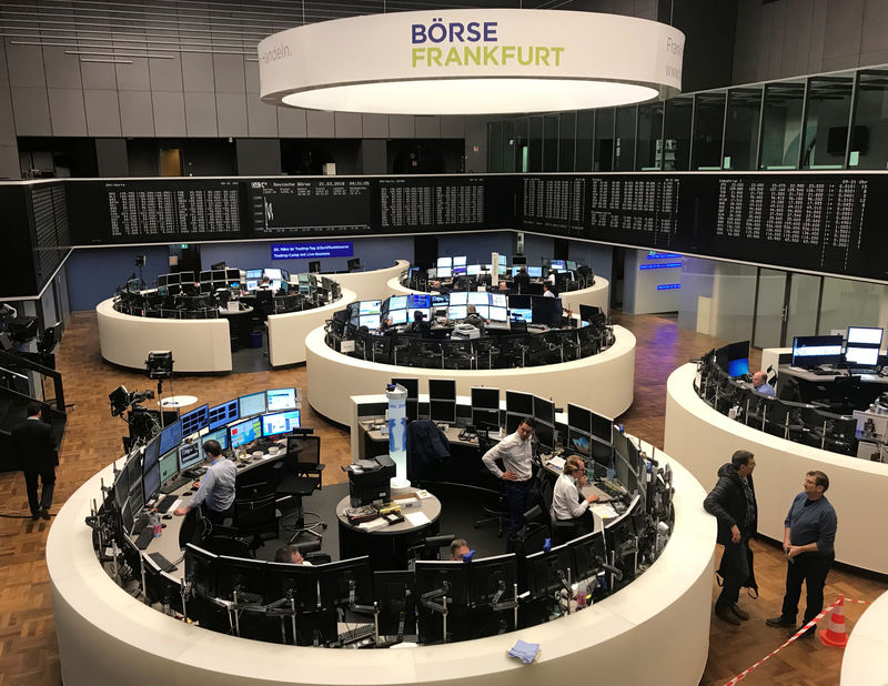 © Reuters. FILE PHOTO: The German share price index, DAX board, is seen at the stock exchange in Frankfurt