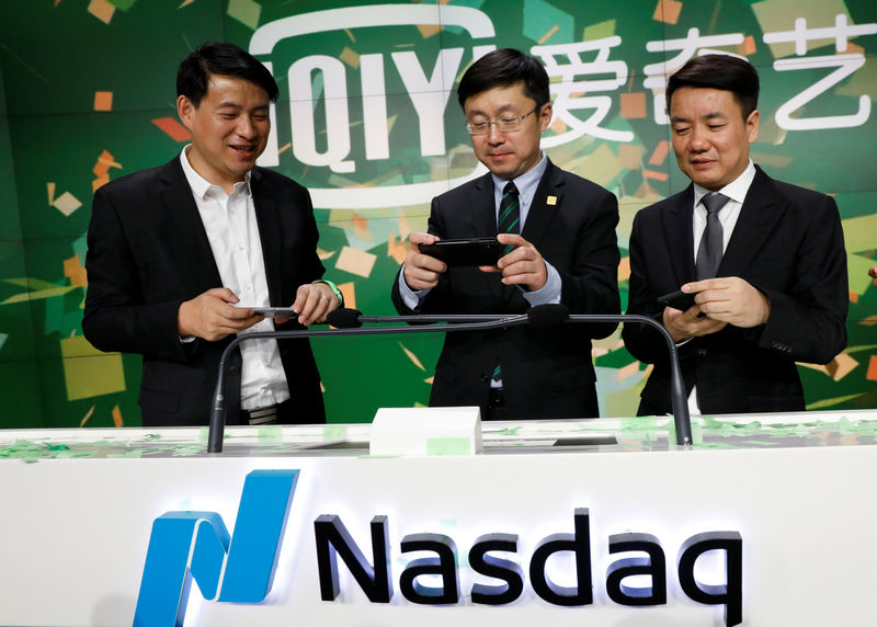 © Reuters. Chinese streaming platform iQiyi Inc. IPO at Nasdaq Market Site in New York