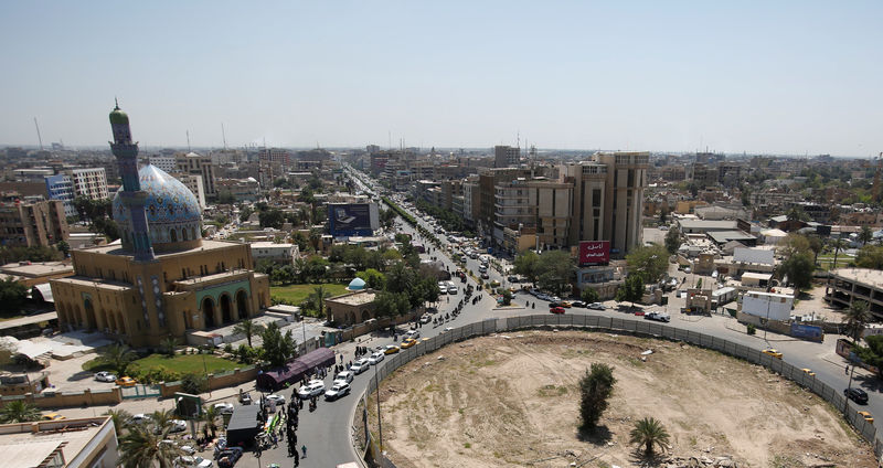 © Reuters. View of al-Firdous Square, where Hussein statue was pulled down by U.S. Marines in 2003 in Baghdad