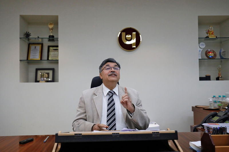 © Reuters. CEO Sunil Mehta of India's Punjab National Bank gestures during an interview with Reuters at his office in New Delhi