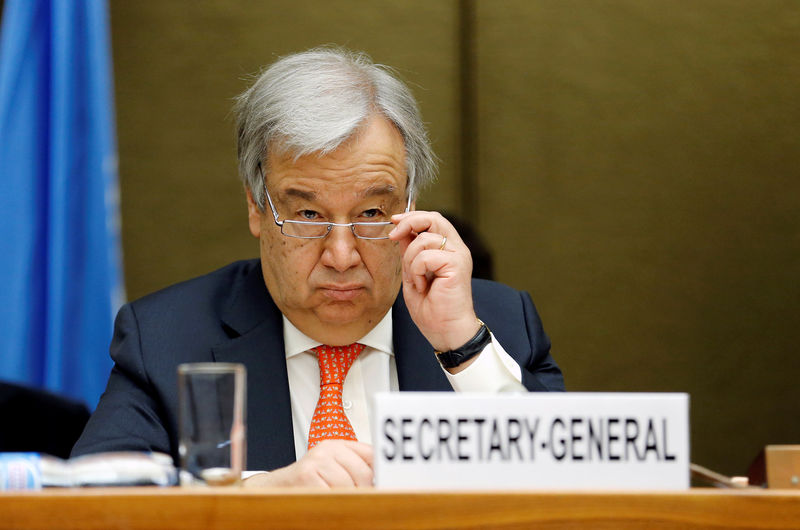 © Reuters. Secretário-geral da Organização das Nações Unidas, António Guterres, durante evento em Genebra, na Suíça