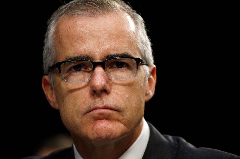 © Reuters. FILE PHOTO: Acting FBI Director McCabe, testifies before a Senate Intelligence Committee hearing on Capitol Hill in Washington