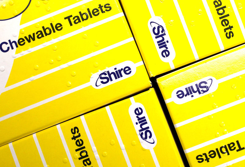 © Reuters. FILE PHOTO: Vitamins made by Shire are displayed at a chemist's in northwest London
