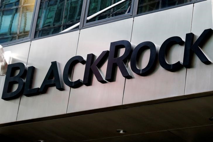 © Reuters. FILE PHOTO: The BlackRock logo is seen outside of its offices in New York