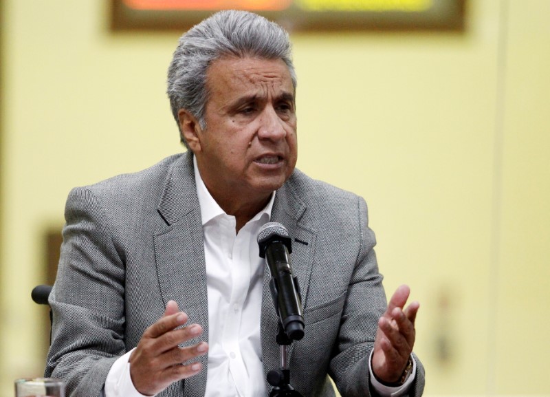 © Reuters. Presidente do Equador, Lenín Moreno, dá entrevista coletiva em Quito