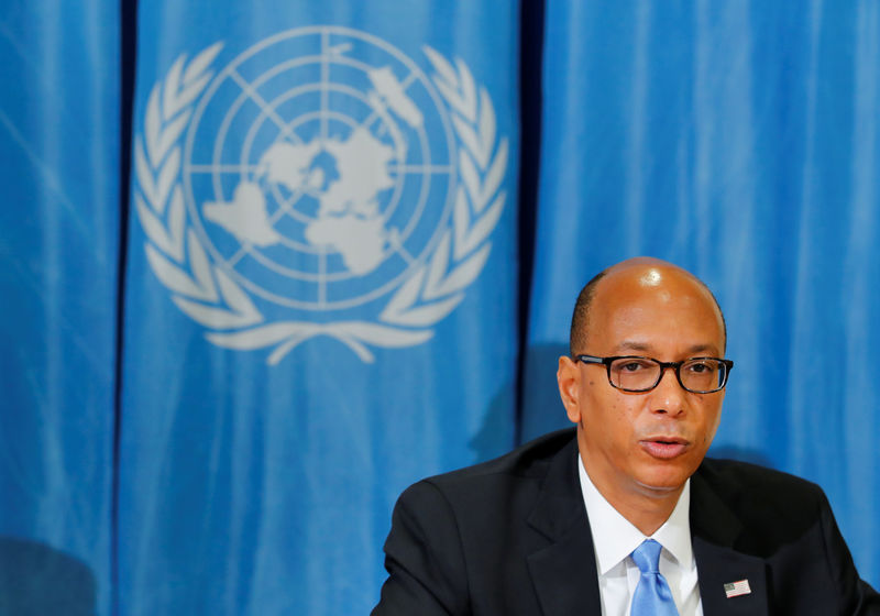 © Reuters. US Ambassador to the Conference on Disarmament Wood attends a news conference at the UN in Geneva