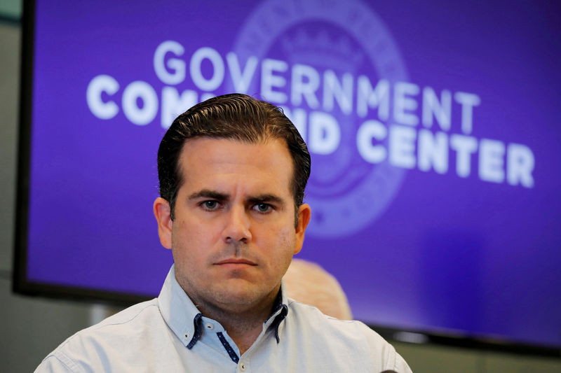 © Reuters. FILE PHOTO: Governor of Puerto Rico Rossello attends a news conference in San Juan