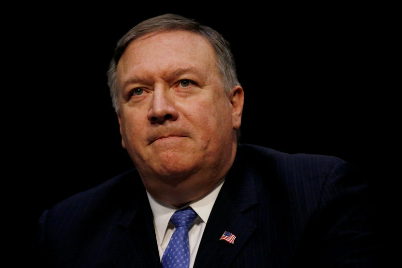 © Reuters. FILE PHOTO: CIA Director Mike Pompeo testifies during a Senate Intelligence Committee hearing on "Worldwide Threats" on Capitol Hill in Washington