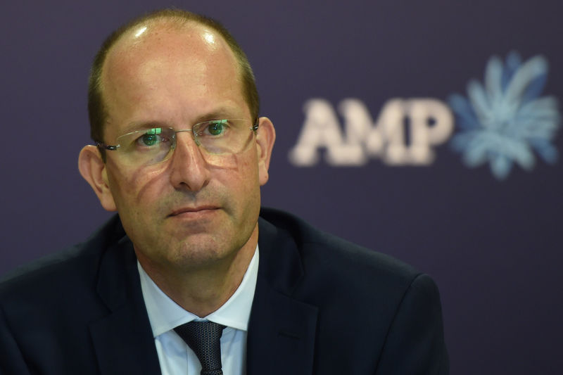 © Reuters. FILE PHOTO: Craig Meller, the CEO of AMP, briefs the media on the company's full year results in Sydney