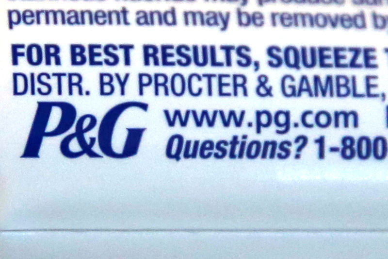 © Reuters. FILE PHOTO: The logo of Dow Jones Industrial Average stock market index listed company Procter & Gamble (PG) is seen on a tube of toothpaste in Los Angeles
