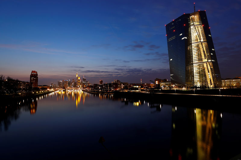 © Reuters. FILE PHOTO - The headquarters of the European Central Bank and the Frankfurt skyline with its financial district are photographed on early evening in Frankfurt