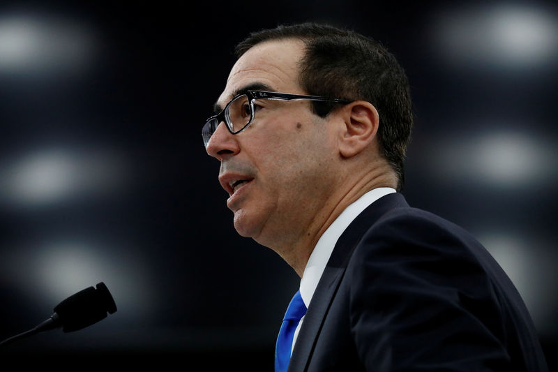 © Reuters. Secretary of the Treasury Steve Mnuchin testifies before the House Committee on Appropriations on Capitol Hill in Washington
