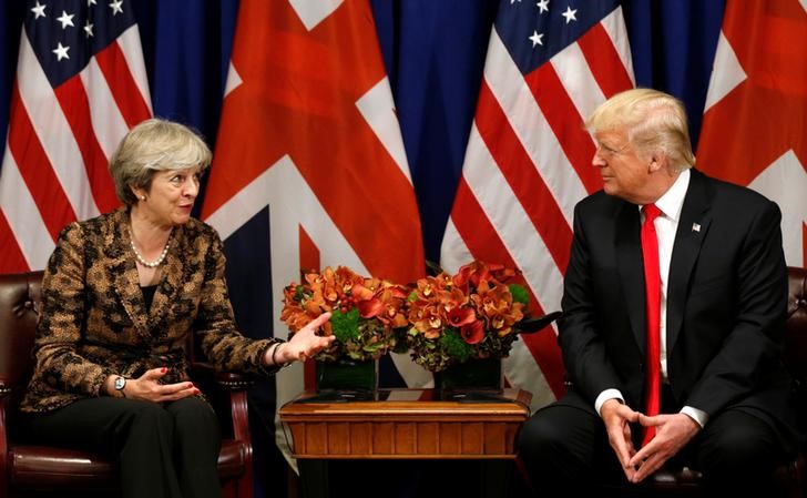 © Reuters. Donald Trump meets with Theresa May in New York