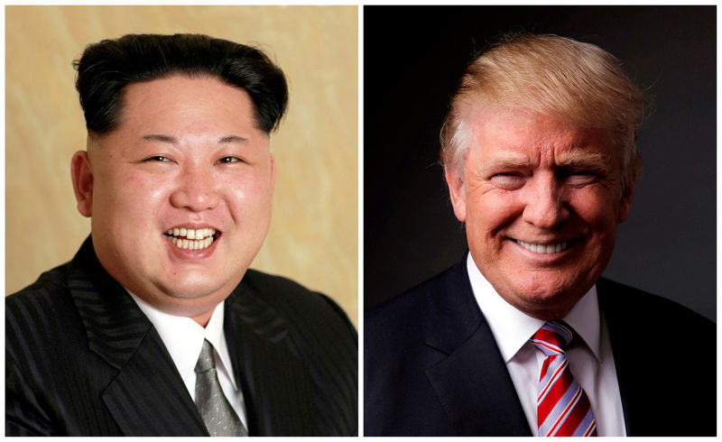 © Reuters. FILE PHOTO - A combination photo of Kim Jong Un and Donald Trump