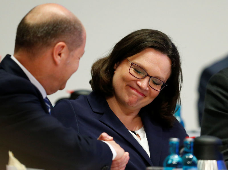 © Reuters. One-day Social Democratic Party congress in Wiesbaden