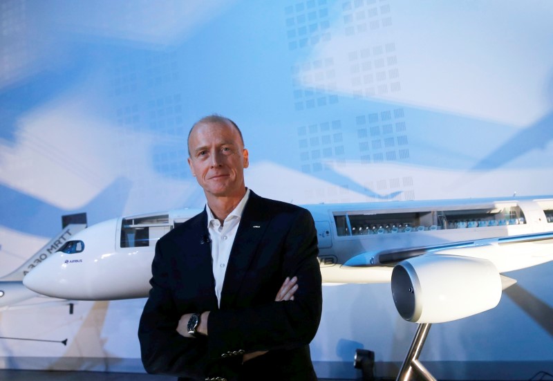 © Reuters. Airbus CEO Tom Enders poses after Airbus annual press conference on the 2017 financial results in Blagnac near Toulouse
