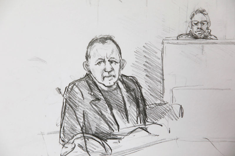 © Reuters. A courtroom sketch shows Peter Madsen during the trial regarding the killing of Swedish journalist Kim Wall, in Copenhagen