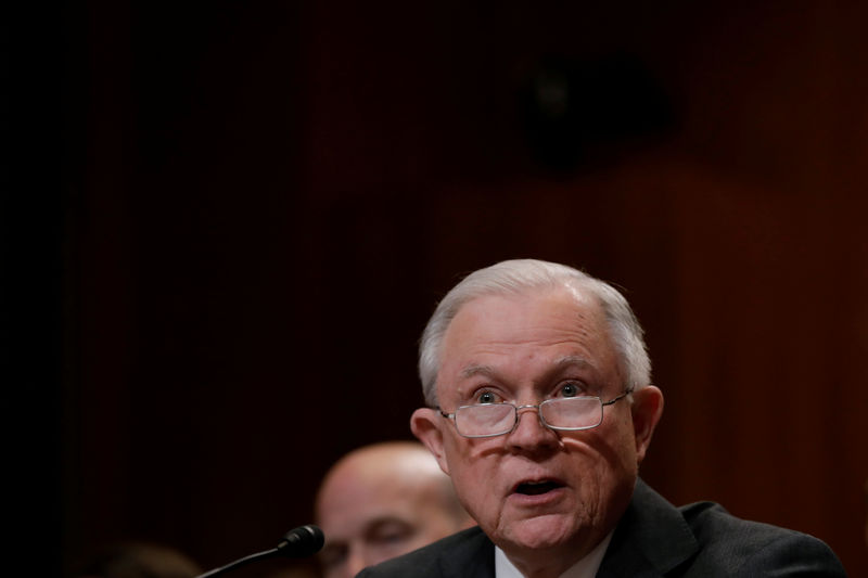 © Reuters. Attorney General Jeff Sessions testifies before a Senate Appropriations Commerce, Justice, Science, and Related Agencies Subcommittee