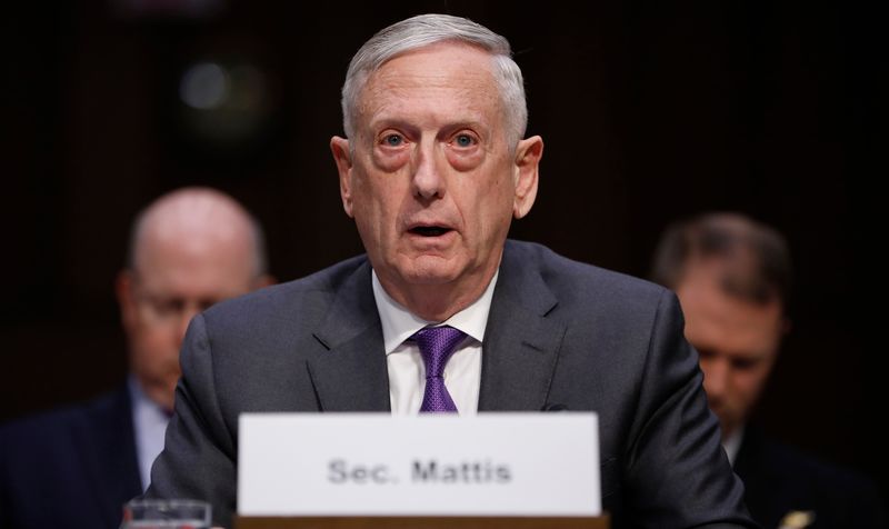 © Reuters. U.S. Defense Secretary Mattis testifies before a Senate Armed Services Committee hearing on Capitol Hill in Washington