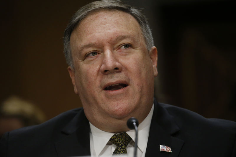 © Reuters. Pompeo durante audiência em comitê do Senado dos EUA