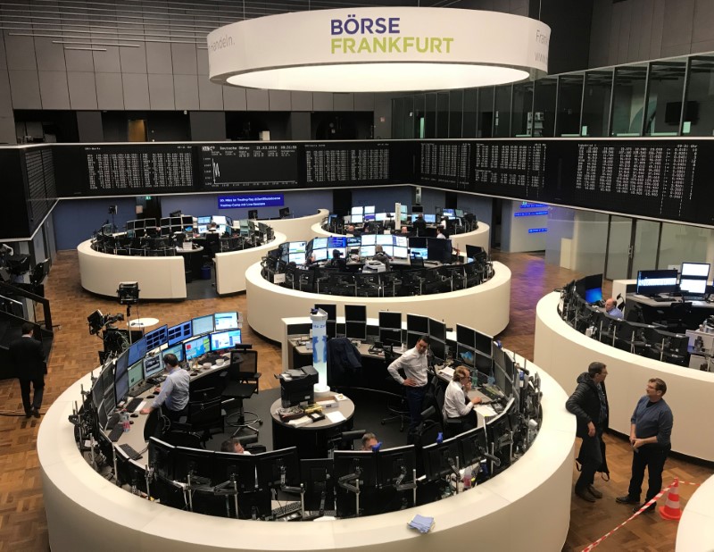 © Reuters. The German share price index, DAX board, is seen at the stock exchange in Frankfurt