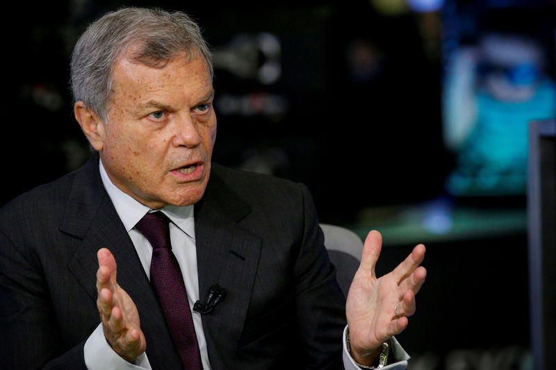 © Reuters. FILE PHOTO: Sir Martin Sorrell, former Chairman and Chief Executive Officer of advertising company WPP, speaks during an interview with CNBC at the NYSE in New York