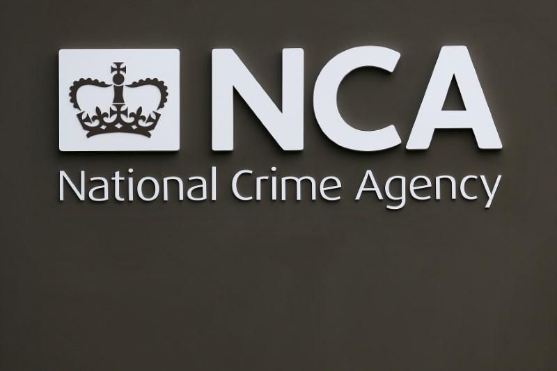 © Reuters. A sign is seen outside the National Crime Agency headquarters in London