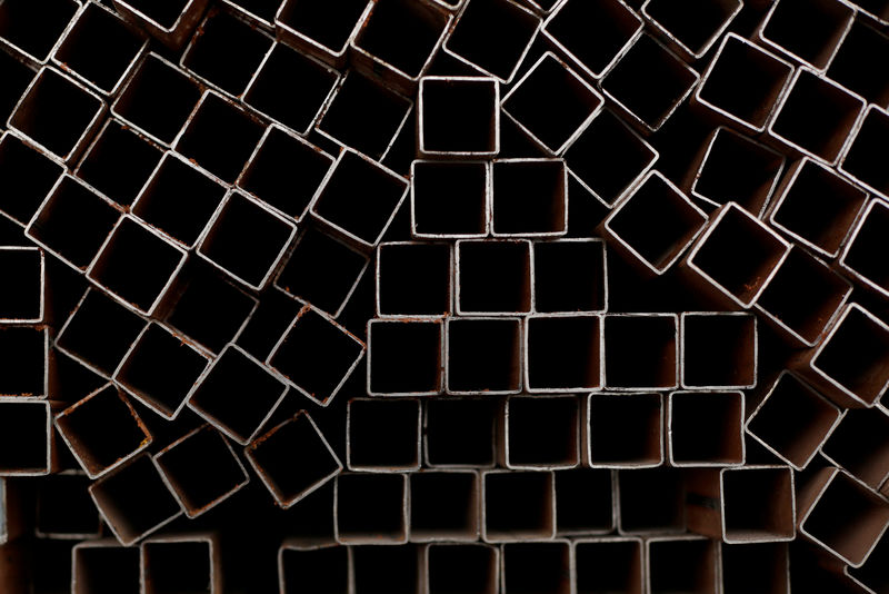 © Reuters. FILE PHOTO: Steel Rectangular Tubular Profiles are pictured at Kalisch Steel factory in Ciudad Juarez