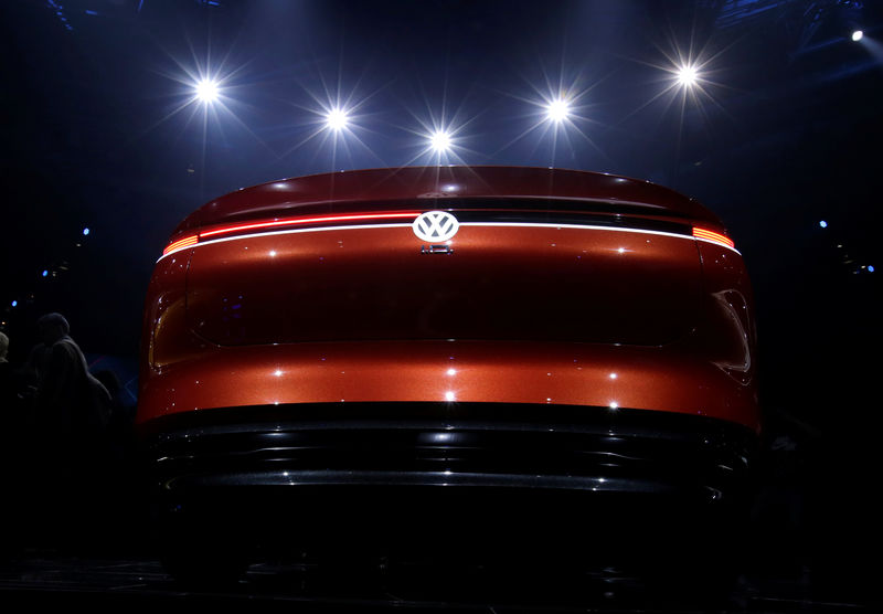 © Reuters. A Volkswagen I.D. concept car is displayed at a media event in Beijing