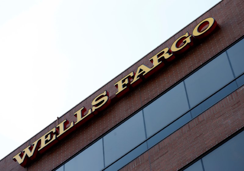 © Reuters. The sign at a Wells Fargo banking location is pictured in Pasadena