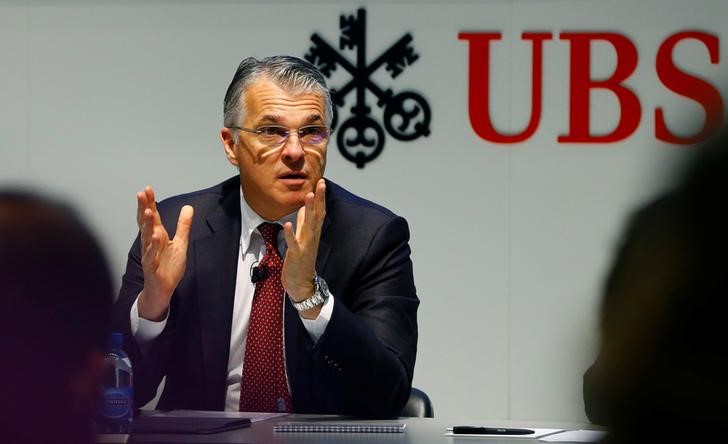 © Reuters. CEO Ermotti of Swiss bank UBS speaks at the annual news conference in Zurich