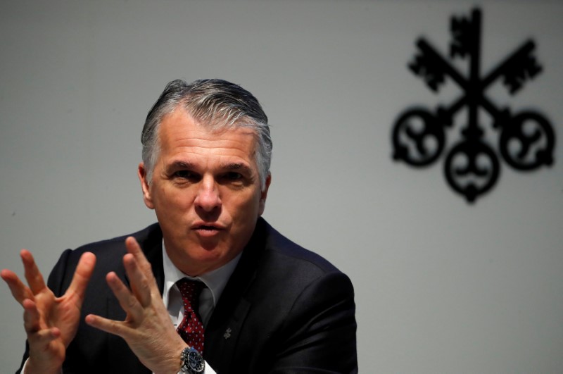 © Reuters. CEO Ermotti of Swiss bank UBS speaks at the annual news conference in Zurich