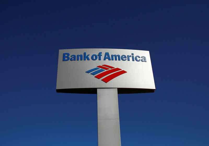 © Reuters. FILE PHOTO: A Bank of America sign is displayed outside a branch in Tucson, Arizona