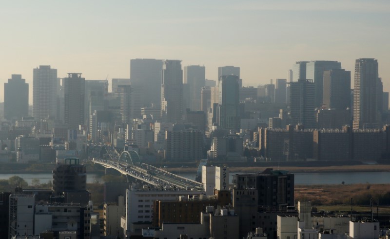 © Reuters. FILE PHOTO: A general view shows downtown area in Osaka