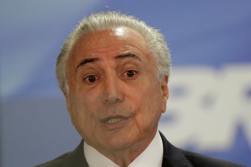 © Reuters. Temer durante cerimônia no Palácio do Planalto