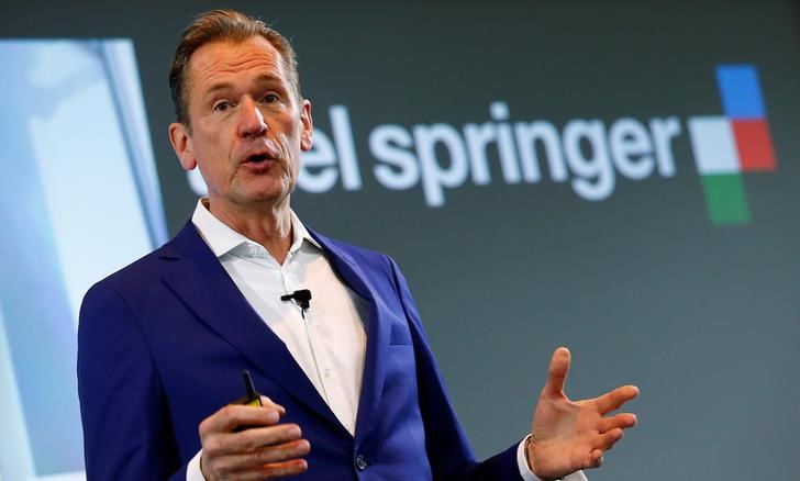 © Reuters. CEO of German publisher Axel Springer SE Doepfner holds a speech during the annual news conference in Berlin