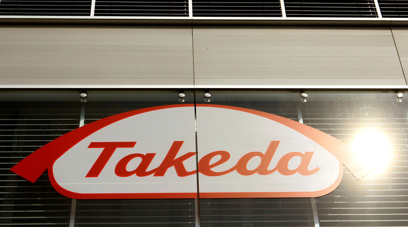 © Reuters. FILE PHOTO: The logo of Japanese Takeda Pharmaceutical Co is seen at an office building in Glattbrugg near Zurich