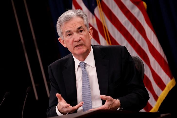 © Reuters. Federal Reserve Chairman Jerome Powell speaks at a news conference following the Federal Open Market Committee meetings in Washington