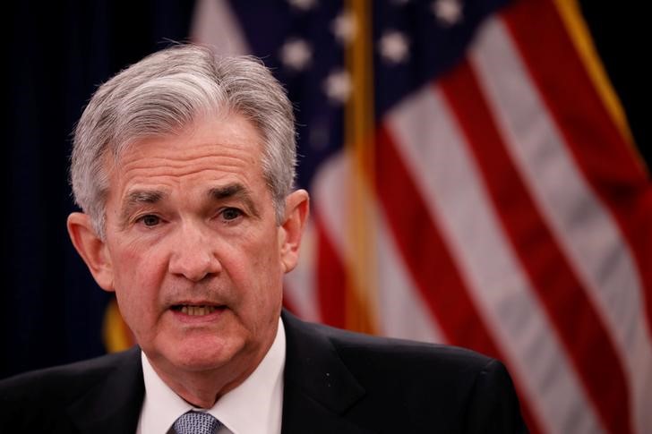 © Reuters. Chair do Federal Reserve, Jerome Powell, durante coletiva de imprensa em Washington, Estados Unidos