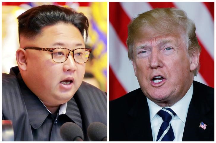 © Reuters. FILE PHOTO: A combination photo of North Korean leader Kim Jong Un and U.S. President Donald Trump