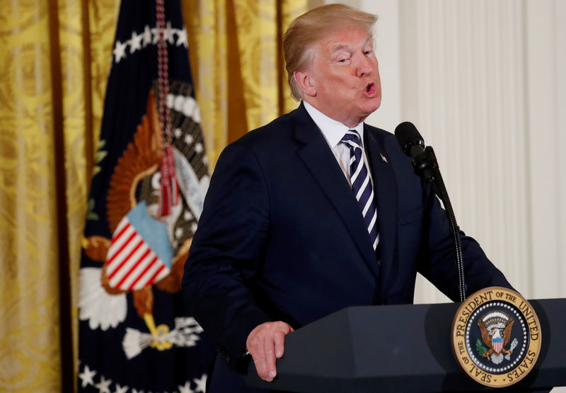 © Reuters. U.S. President Donald Trump participates in a celebratory ceremony of military mothers and spouses at the White House in Washington