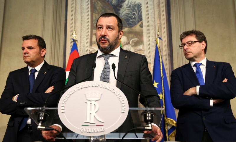 © Reuters. Líder do partido Liga Matteo Salvini fala em Roma