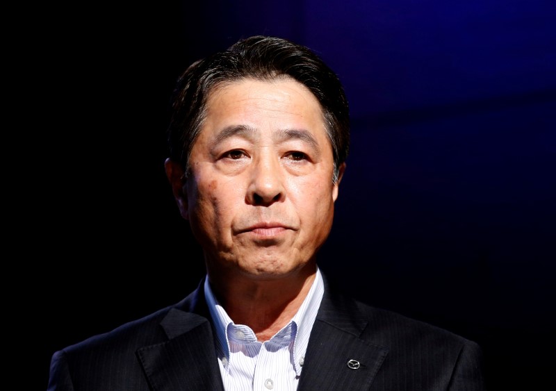 © Reuters. FILE PHOTO: Mazda Motor President Masamichi Kogai attends a news conference in Tokyo