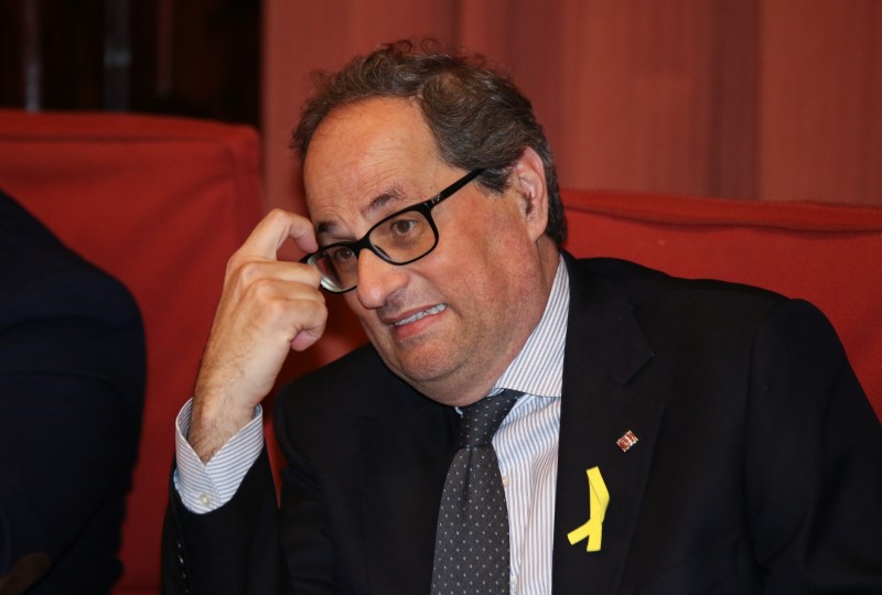 © Reuters. Quim Torra, candidato a liderar governo da Catalunha, chega ao Parlamento regional em Barcelona