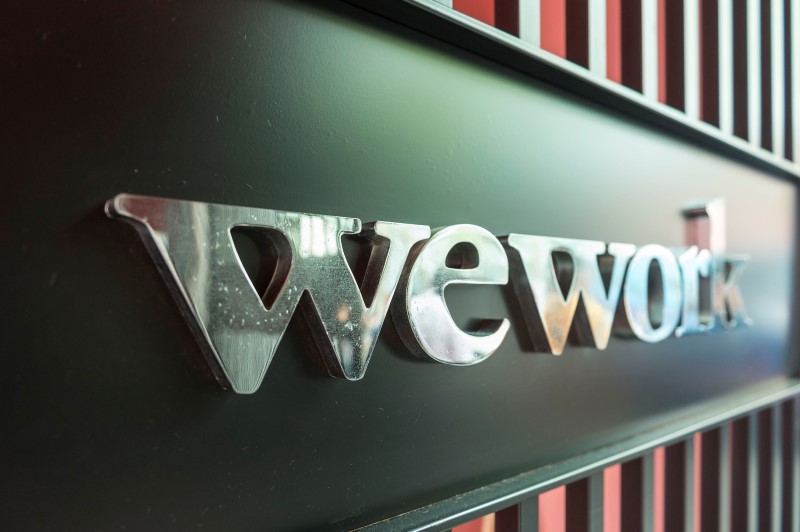 © Reuters. Logo of U.S. co-working firm WeWork is pictured during a signing ceremony in Shanghai