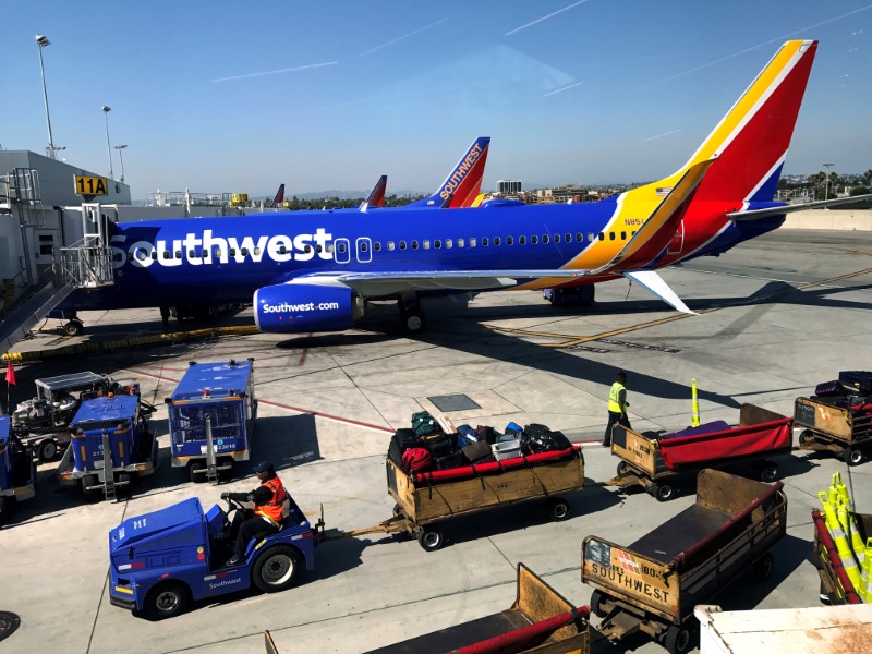 © Reuters. FILE PHOTO: Southwest Airlines plane is seen at LAX in Los Angeles