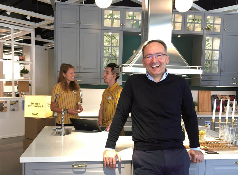 © Reuters. IKEA Group CFO Maeztu poses at an IKEA kitchen showroom in downtown Stockholm