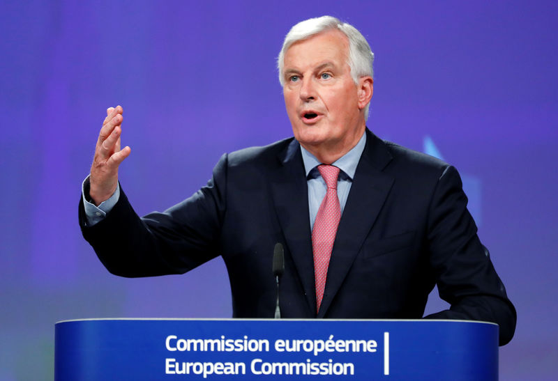 © Reuters. EU's chief Brexit negotiator Barnier holds a news conference in Brussels