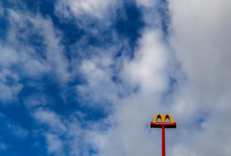 © Reuters. A sign for the U.S. fast food restaurant chain McDonald's is seen outside one of their restaurants in Sint-Pieters-Leeuw, near Brussels